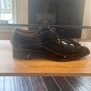 Christian Louboutin lace up patent leather black shoe size 13/46